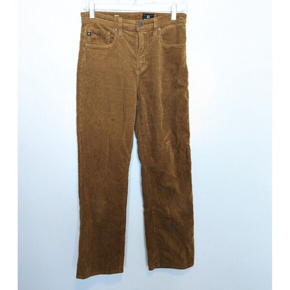AG Adriano Goldschmied Pants Womens 26 Tan Corduroy Rhett Straight Leg Casual - Picture 2 of 14